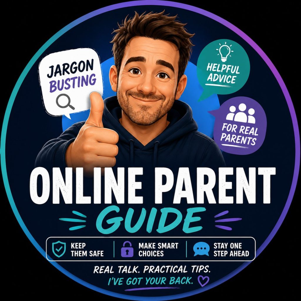 Parent and children using technology together